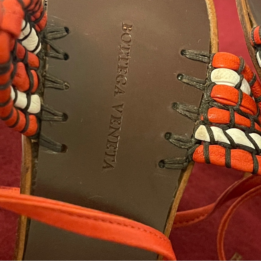 Bottega Veneta Red and White Heeled Sandals Authentic - Picture 3 of 6